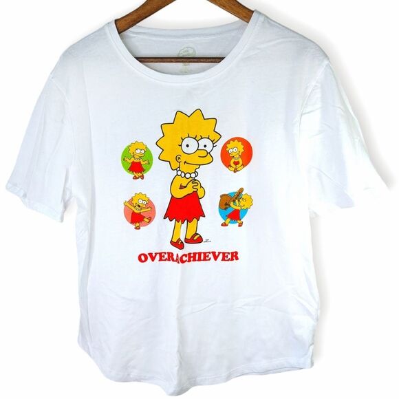 The Simpsons Lisa Simpson "Overachiever" Shirt Sleeve Tee T-shirt Sz L - Picture 1 of 9